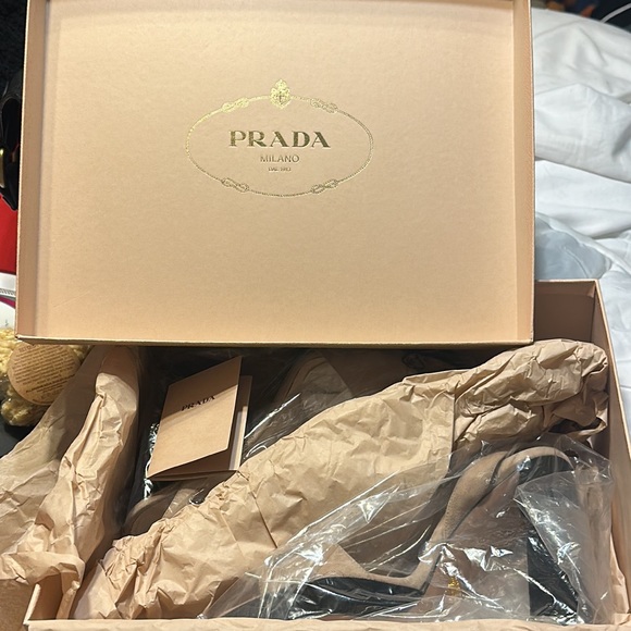PRADA Taupe Suede Sandals Sz 10.5 - Picture 7 of 8
